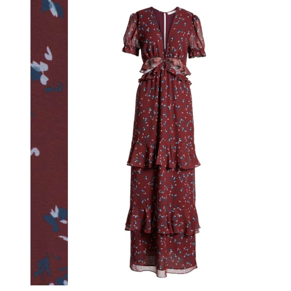 WAYF | Laviana Maxi Dress   Wine Floral Size: M